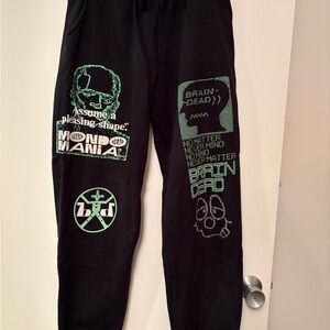Brain Dead Black and Green Graphic Joggers